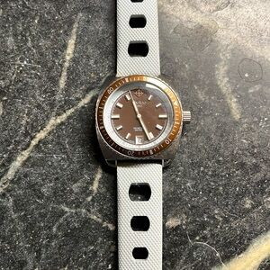 Zodiac SeaDragon Women’s Swiss Watch; chocolate face and light blue watch band